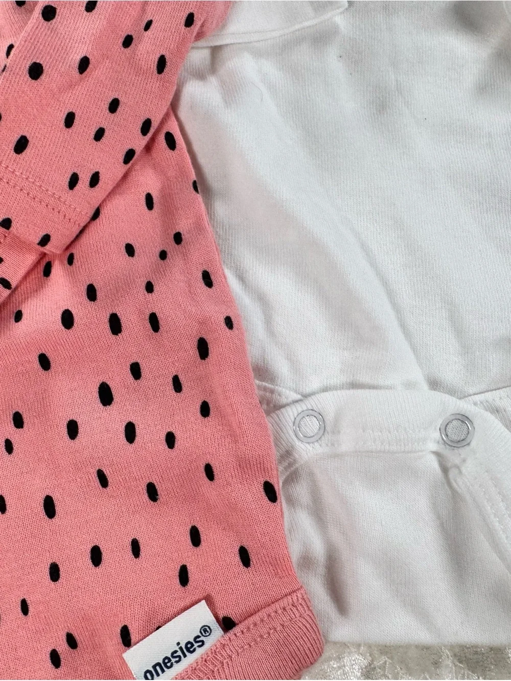 Gerber NNW SET OF 4 Long-Sleeve Onesies - Pink Polka Dot + Neutrals - Picture 7 of 8